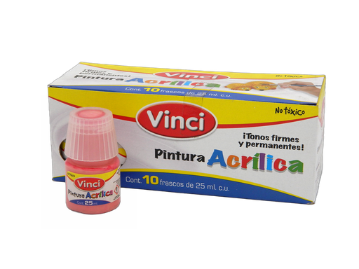 [003300] Pintura Acrilica Vinci 100 Rosa 25 ml C/ 10 pzs Dixon
