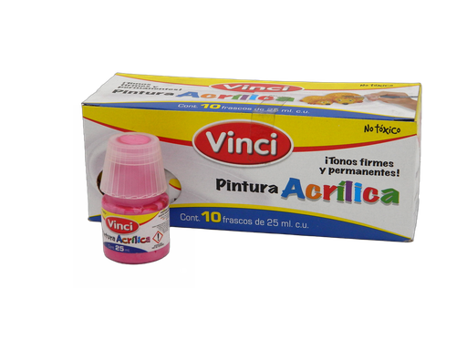 [003301] Pintura Acrilica Vinci 101 Rosa Pastel 25 ml C/ 10 pzs Dixon