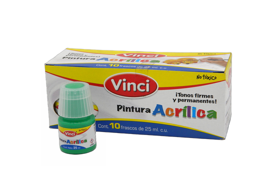 [003302] Pintura Acrilica Vinci 110 Verde Claro 25 ml C/ 10 pzs Dixon