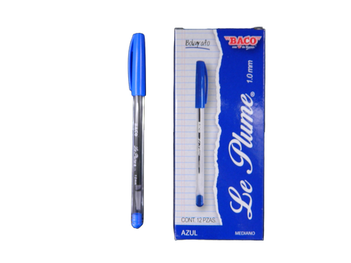 [003364] Pluma Le Plume 1.0 mm P/ Mediano Azul C/ 12 pzs Baco