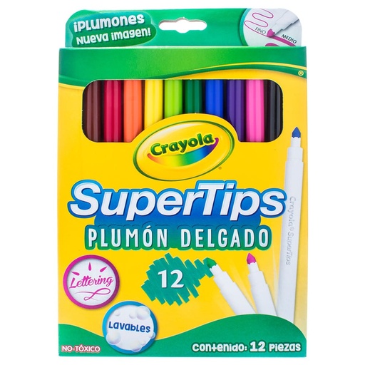 [003704] Plumones Delgados Supertips C/ 12 pzs Crayola