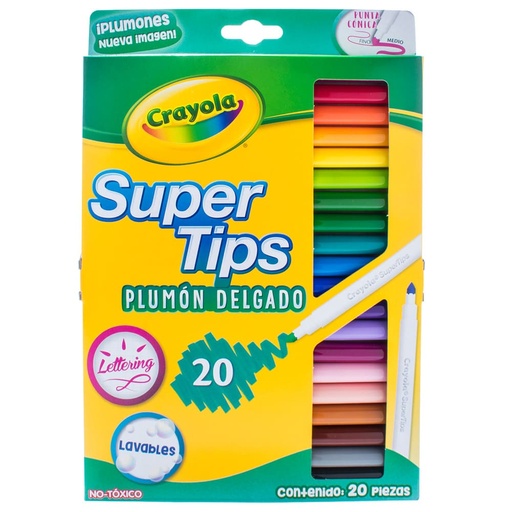 [003705] Plumones Delgados Supertips C/ 20 pzs Crayola