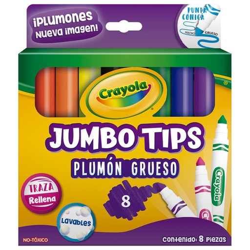 [003706] Plumones Gruesos Jumbotips C/ 8 pzs Crayola