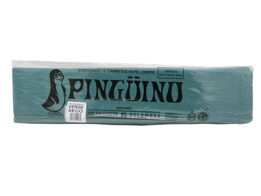 [003941] Papel Crepe Pingüino Verde Seco C/ 10 pzs Belumosa