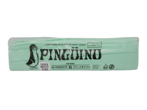 [003953] Papel Crepe Pingüino Verde Menta C/ 10 pzs Belumosa