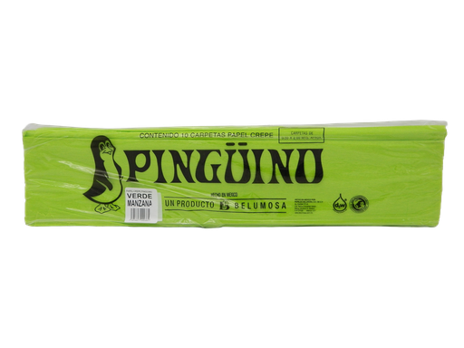 [003955] Papel Crepe Pingüino Verde Manzana C/ 10 pzs Belumosa
