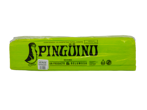 [003960] Papel Crepe Pingüino Verde Fosforescente C/ 10 pzs Belumosa