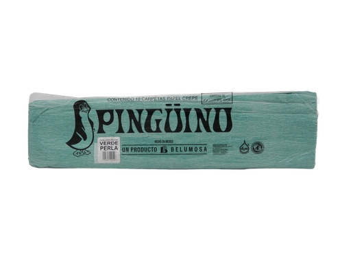 [003968] Papel Crepe Pingüino Verde Perla C/ 10 pzs Belumosa