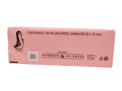 [003969] Papel China Pingüino 50x75 cms Salmon C/ 100 pzs Belumosa