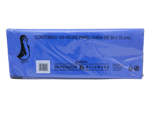 [003971] Papel China Pingüino 50x75 cms Azul Fuerte C/ 100 pzs Belumosa
