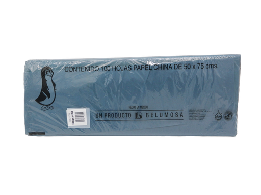 [003973] Papel China Pingüino 50x75 cms Verde Seco C/ 100 pzs Belumosa
