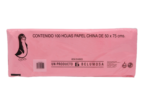[003974] Papel China Pingüino 50x75 cms Rosa C/ 100 pzs Belumosa