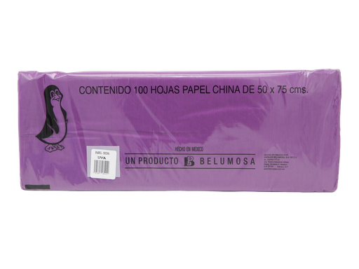 [003979] Papel China Pingüino 50x75 cms Uva C/ 100 pzs Belumosa