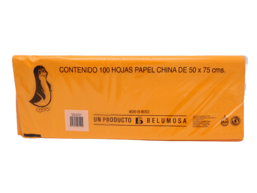 [003982] Papel China Pingüino 50x75 cms Zempazuchil C/ 100 pzs Belumosa