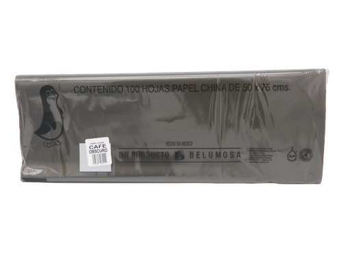 [003983] Papel China Pingüino 50x75 cms Café Obscuro C/ 100 pzs Belumosa