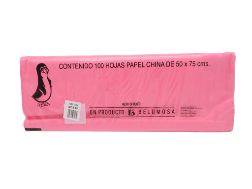 [003988] Papel China Pingüino 50x75 cms Coral C/ 100 pzs Belumosa