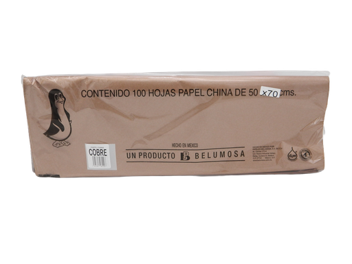 [003997] Papel China Pingüino 50x75 cms Cobre Metalico C/ 100 pzs Belumosa