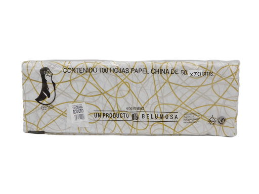 [004005] Papel China Pingüino 50x75 cms Filigrana Oro C/ 100 pzs Belumosa