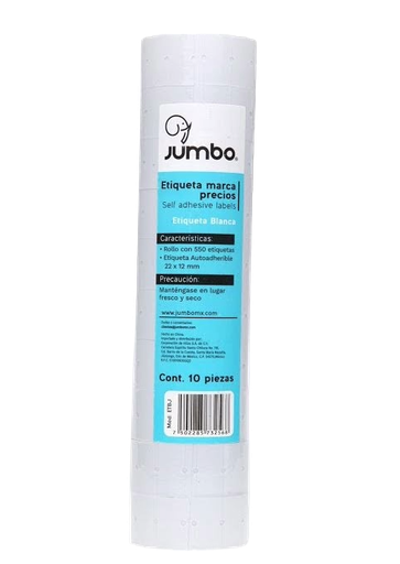 [004078] Etiqueta Marca Precios 22 x 12 mm Blanca C/ 10 Rollos de 550 etiquetas Jumbo