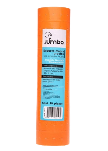 [004080] Etiqueta Marca Precios 22 x 12 mm Naranja Neon C/ 10 Rollos de 550 etiquetas Jumbo