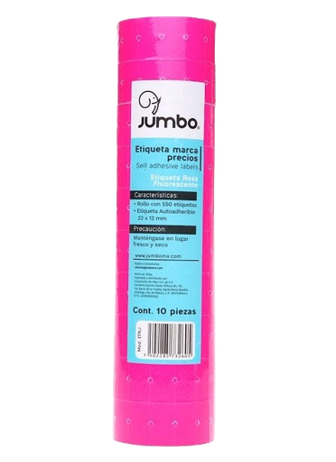 [004082] Etiqueta Marca Precios 22 x 12 mm Rosa Neon C/ 10 Rollos de 550 etiquetas Jumbo