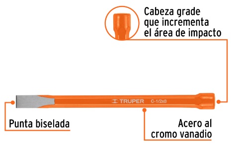 [004195] Cincel Corte Frio Largo 8" Cuña 1/2" 12118 Truper