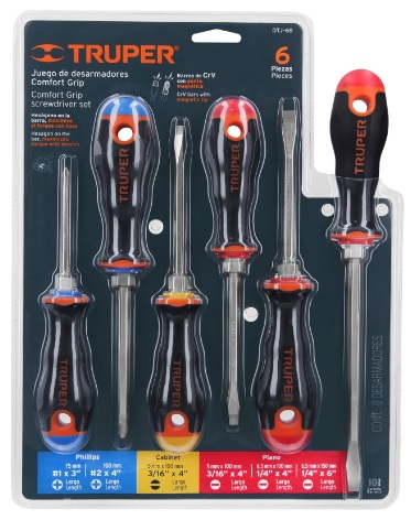 [004222] Juego Desarmadores Comfort Grip C/ 6 pzs 19621 Truper