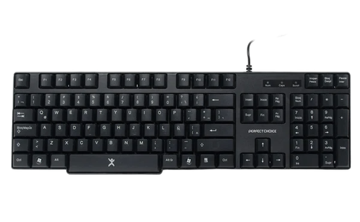 [004381] Teclado Alambrico Qwerty Usb Antiderrames Negro Perfect Choice