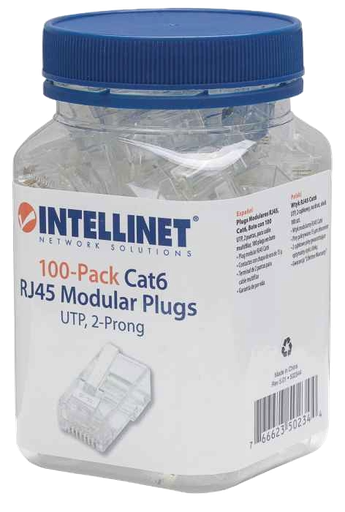 [004410] Plug RJ45 CAT6 C/ 100 pzs Intellinet