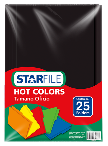 [004444] Folder Hot Color T/ Oficio Negro C/ 25 pzs Arpapel