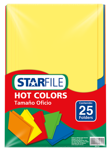 [004445] Folder Hot Color T/ Oficio Surtido Arcoiris C/ 25 pzs Arpapel