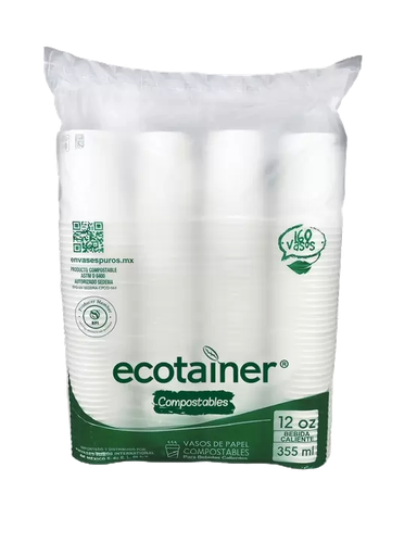 [004468] Vaso Biodegradable Compostable 355 ml C/ 160 pzs Ecotainer