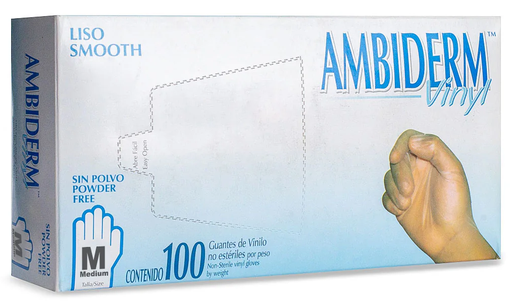 [004494] Guante Vinyl Libre de Polvo Mediano C/ 100 pzs Ambiderm