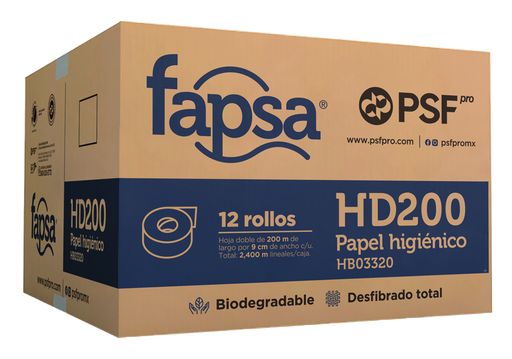 [004686] Papel Higienico Jumbo Jr 200 mts C/ 12 pzs HD200 Fapsa
