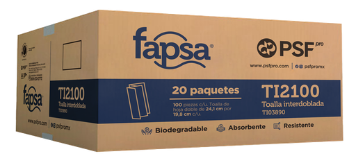 [004695] Toalla Interdoblada Blanca HD C/ 100 pzs C/ 20 pzs TI2100 Dalia