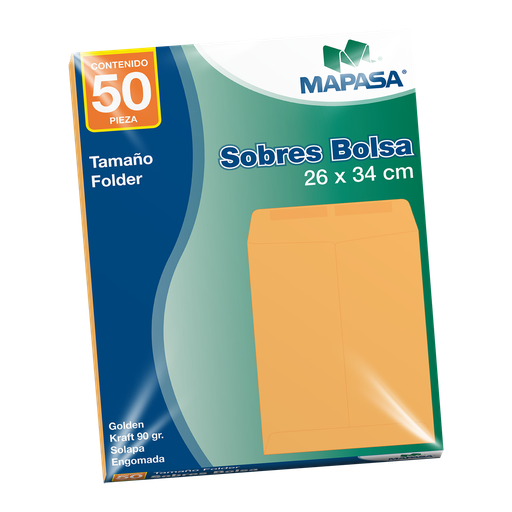 [004872] Sobre Bolsa Golden T/ Folder 26 x 34 cms C/ 50 pzs Arpapel