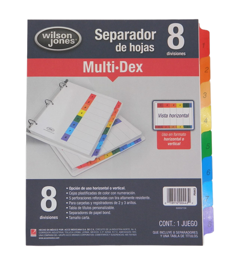 [000026] Separador Multidex C/ 8 Acco