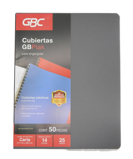 [000037] Cubierta T/ Carta Gbplak Liso Humo C/ 50 pzs Gbc