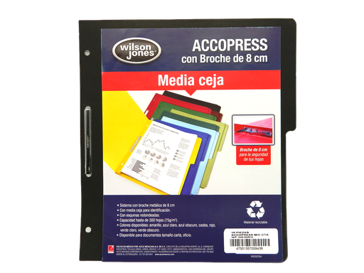 [000016] Folder Accopress C/ Broche T/ Carta Negro C/ 10 pzs Acco