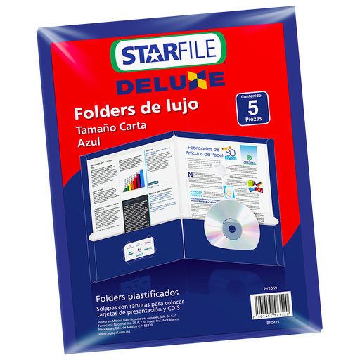 [000111] Folder Deluxe T/ Carta Azul C/ 5 pzs Arpapel