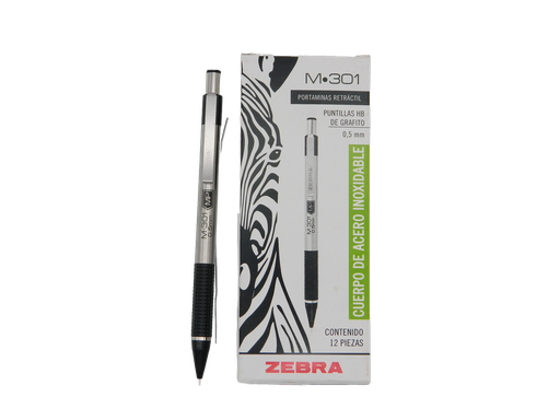 [000298] Lapicero Metalico 0.5 mm Negro C/ 12 pzs M-301 Zebra