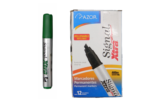 [000152] Marcador Signal Xtra P/ Extra Fino Verde C/ 12 pzs Azor
