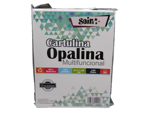 [000253] Cartulina Opalina Blanca T/ Carta 220 grs C/ 100 pzs Saira