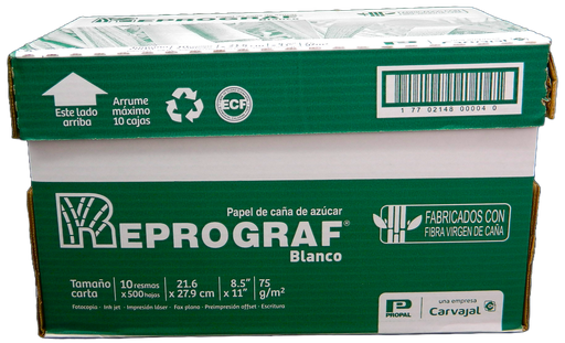 [000373] Papel Bond Reprograf T/ Carta 92% Blancura 75 grs C/ 5,000 hjs