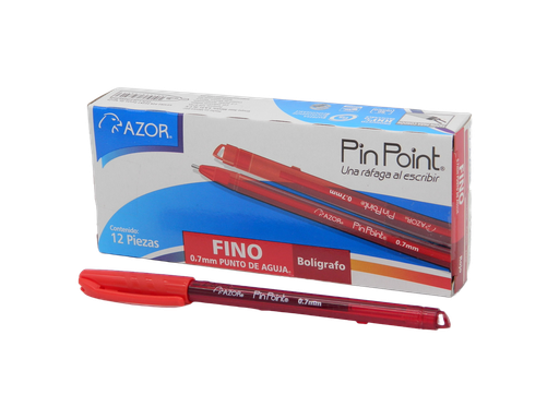 [000185] Pluma PinPoint 0.7 mm P/ Fino Rojo C/ 12 pzs Azor
