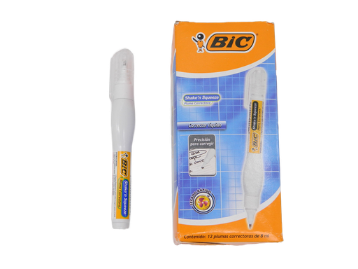 [000417] Pluma Correctora 8 ml Shake n Squeeze C/ 12 pzs Bic