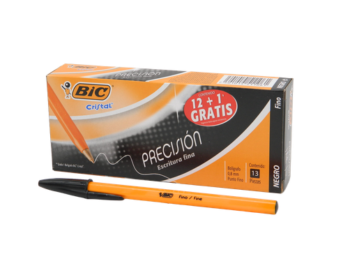 [000425] Pluma Bic 0.8 mm P/ Fino Negro C/ 12 pzs Bic