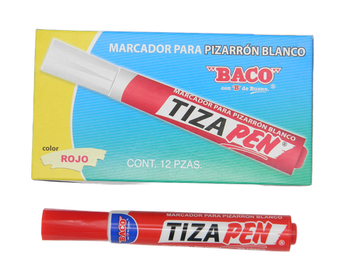 [000675] Marcador P/ Pizarron Tizapen Rojo C/ 12 pzs Baco