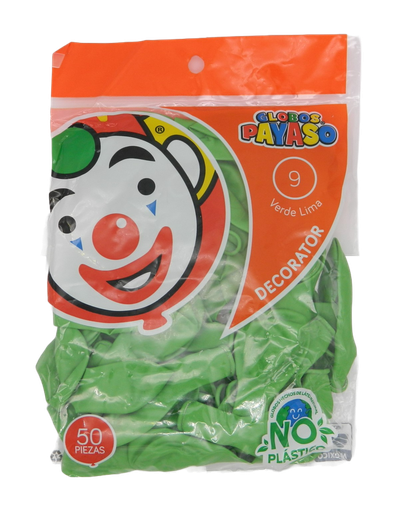[000839] Globos Verdes #9 C/ 50 pzs Payaso