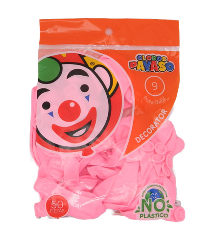 [000842] Globos Rosas #9 C/ 50 pzs Payaso